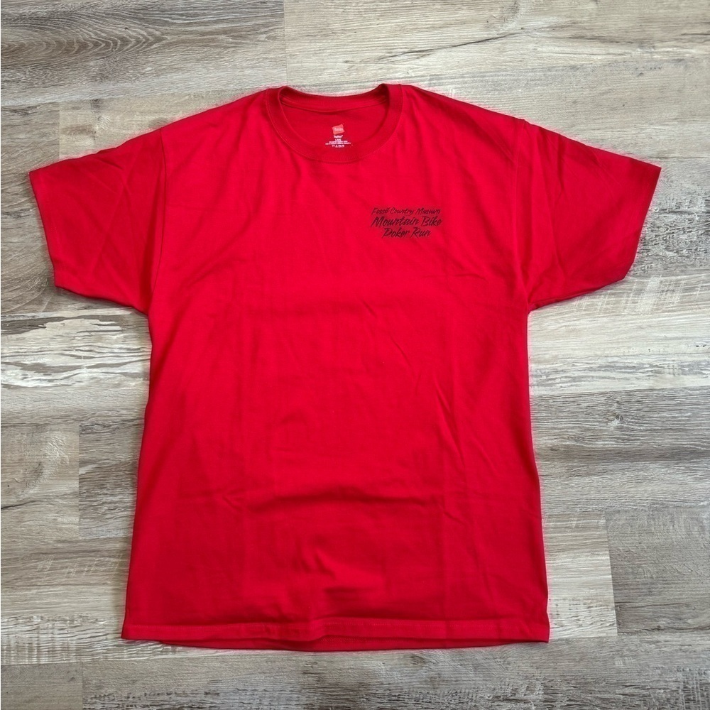 Dead head style poker run mountain bike race t shirt men’s L red black grateful - Picture 6 of 6